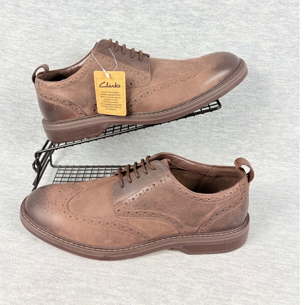 Clarks Aldwin Limit Brown Leather Wingtip Oxford Dress Shoes Mens 9.5 M 83254